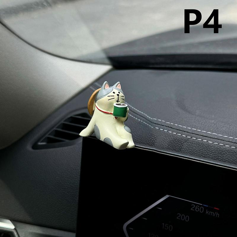1Pc Cute Healing Kitten Ornaments For Car Dashboard Resin Cat Figure Car Interior Decorative Cat Ornament Vehicle Accessories