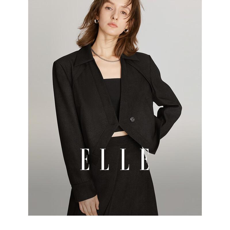 ELLE Women s Irregular Hem Casual Short Jacket and Skirt Set L