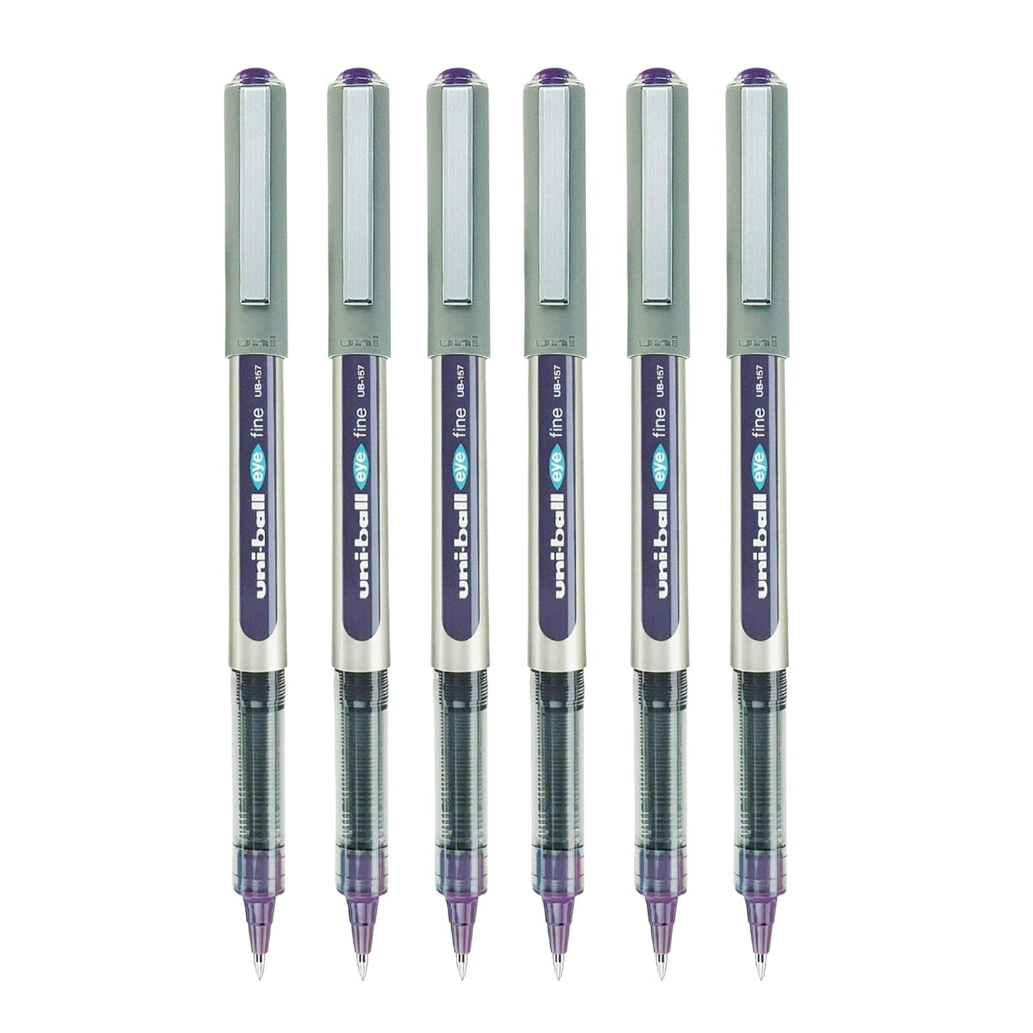 uni-ball Eye UB157 0.7 mm Roller Ball Pens Violet Ink Smooth Writing Pack of 6