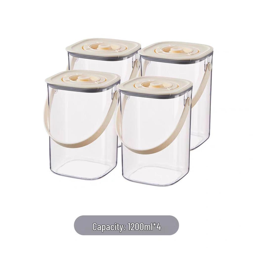 Transparent Food-grade Vacuum Seal Canisters for Kitchen Grain and Cereal Storage, Moisture-proof, Multi-size Set.