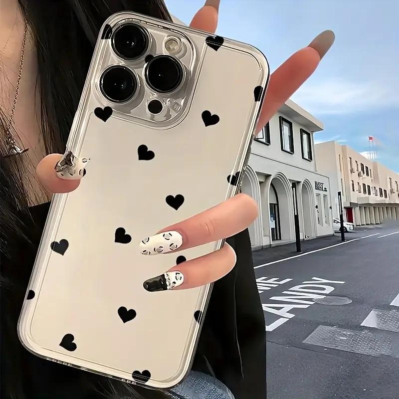 Black Small Love Phone Case For Samsung Galaxy S25 S23 S24 S22 Ultra Plus Soft Transparent Cover For Galaxy S24+ S23+ S25+ Shell