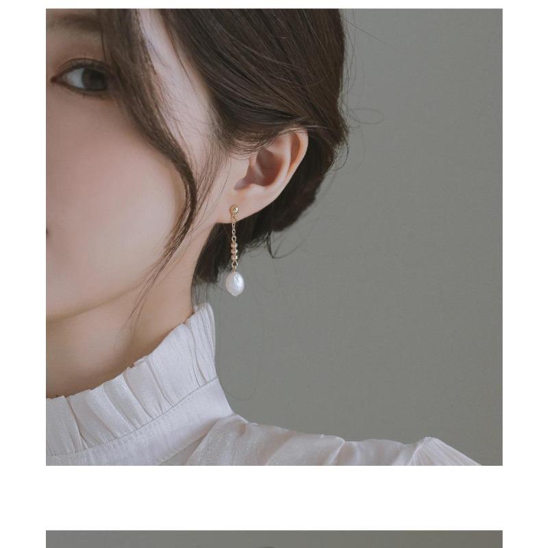 So Beautiful Natural Freshwater Pearl Baroque Long Earrings, Fairy Fairy Sister Skirt Versatile Stud Earrings 925