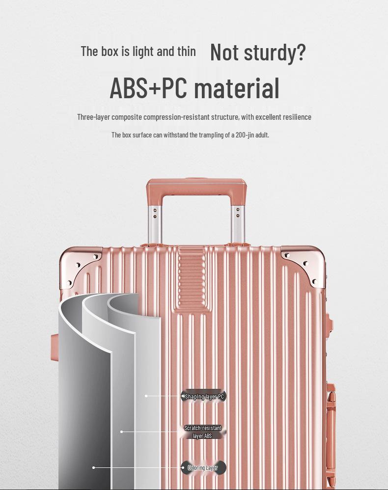 Aluminum Frame Luggage with Universal Wheels: 20", 24", 26" & 28" Carry-On Options for Students & Travelers