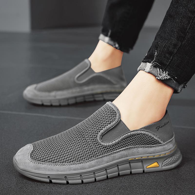 Shoes Men's Spring and Autumn 2025 New Leather Mesh Men's Shoes Daily Sports Casual Running Sneakers Jinjiang Shoes