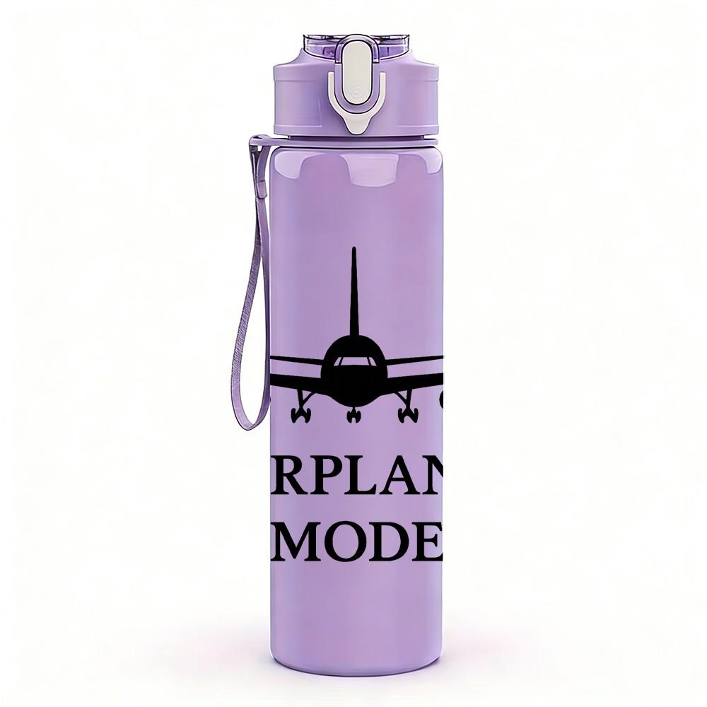 1PC Airplane Mode Line Drawing 750ml Color Plastic Sports Water Bottle Leakproof Flip Straw Lid Suitable for Sports Office Home Use