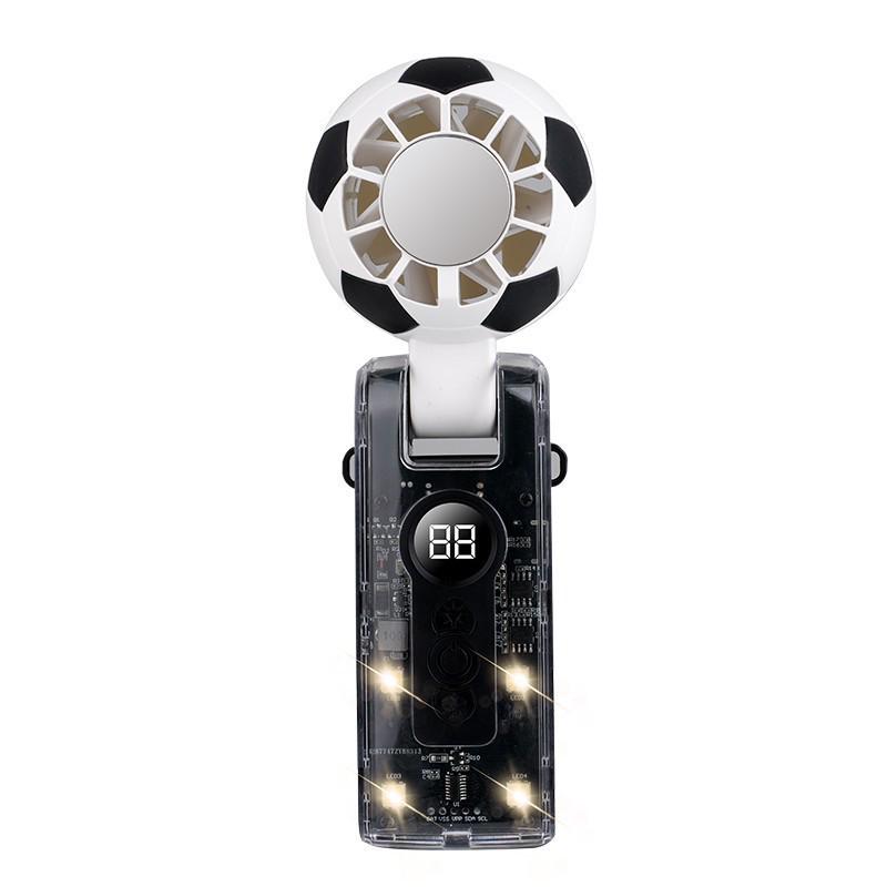 X68 Foldable Football Style Handheld Fan with Ice Pack Cooling and Transparent Mecha Design чёрный