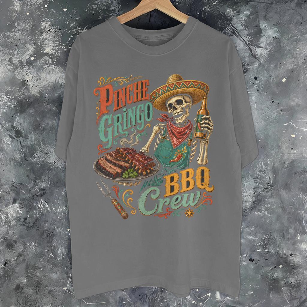 Unisex Unisex New Arrival Pinche Gringo Bbq Crew Skeleton Grilling Beer Tee T Shirt 100 Cotton Tshirts Clothes