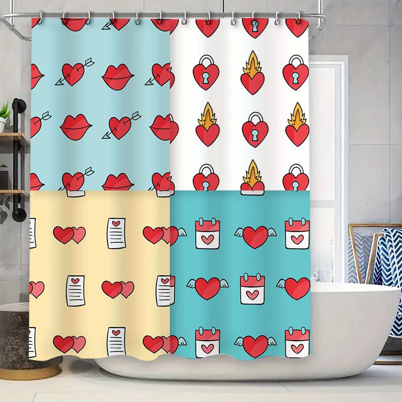 

Four-color splicing themed shower curtain, modern and simple style, durable and waterproof fabric, bathroom decoration 90x180cm