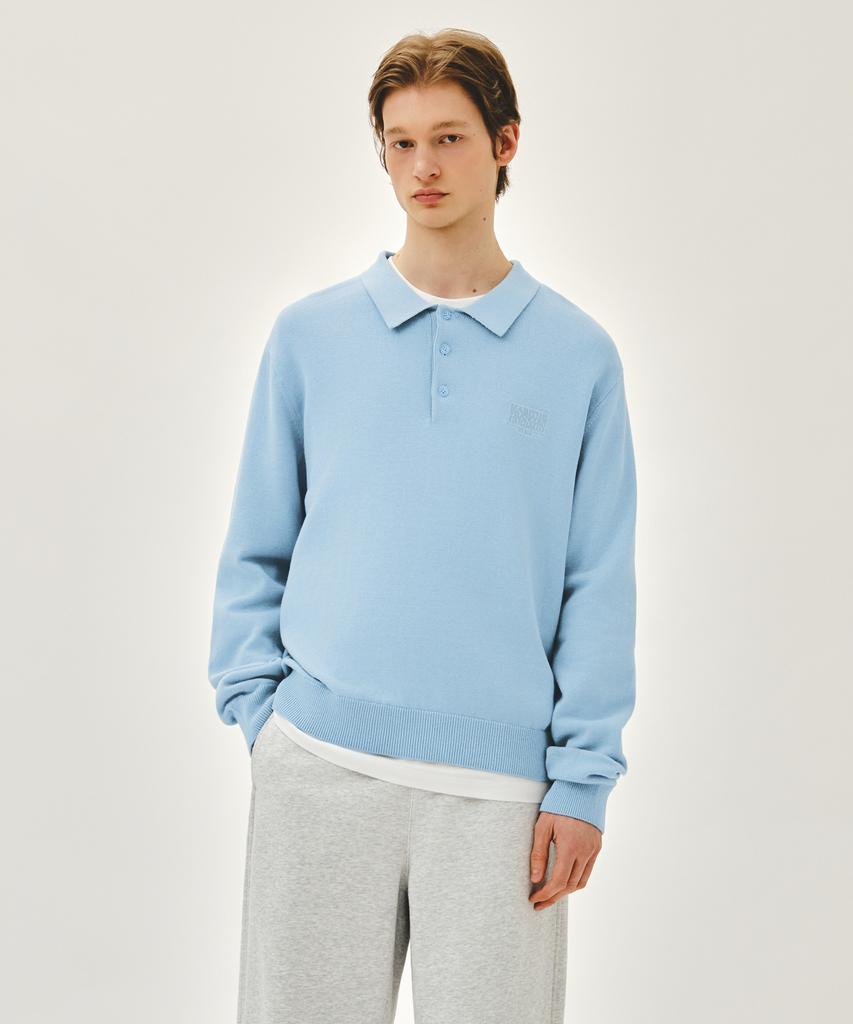 Malittepeulangsowajeobeo Small Classic Logo Collar Knit Sky Blue