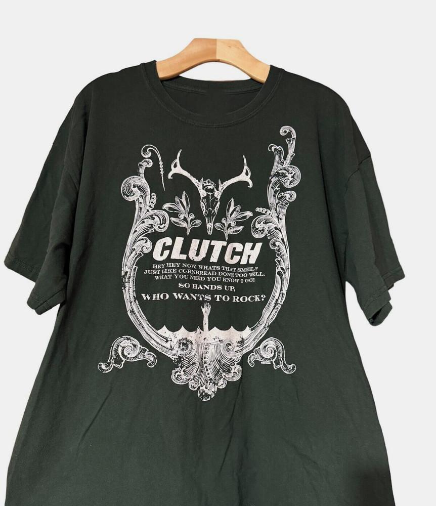 Редкая Винтажная Футболка с Принтом Группы Clutch Тур Зеленая Все Размеры AL220 Унисекс Футболка XL