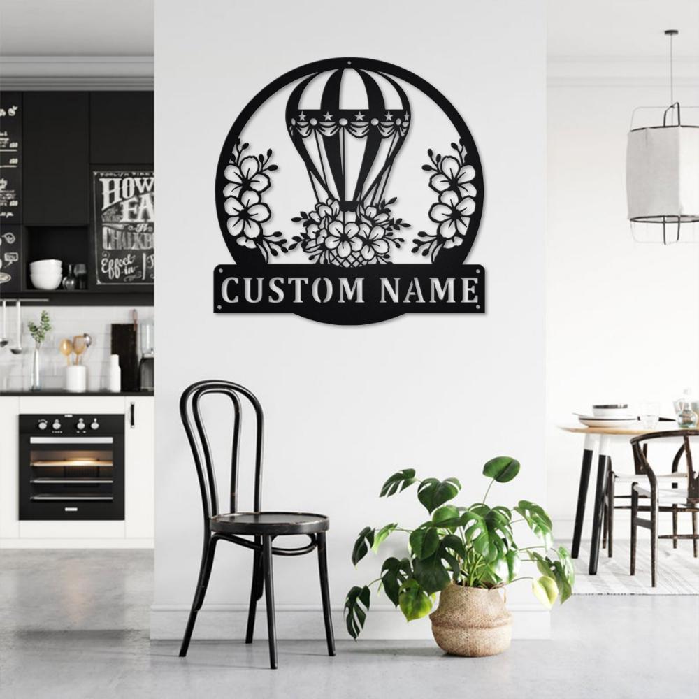 Custom Metal Wall Art Hot Air Balloon Silhouette Personalized Home Decor Garden Kitchen Sign