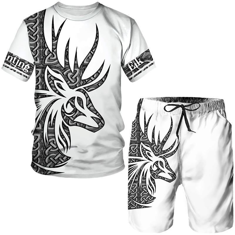 Camo Animal Deer Hunting 3D-Druck T-Shirts/Shorts/Sets Herren Harajuku T-Shirt Outdoor-Sportbekleidung Anzüge Casual Jogger 2-teilige Outfits