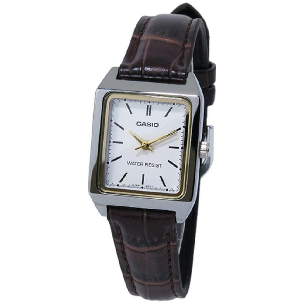 Casio Quartz Women s Wristwatch LTP-V007L-7E2 White Leather Band 30m Water Resistant