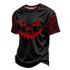 Men's Casual Corduroy Short Sleeve Crew Neck Lightweight Breathable Top Halloween Print Design Comfortable Fit