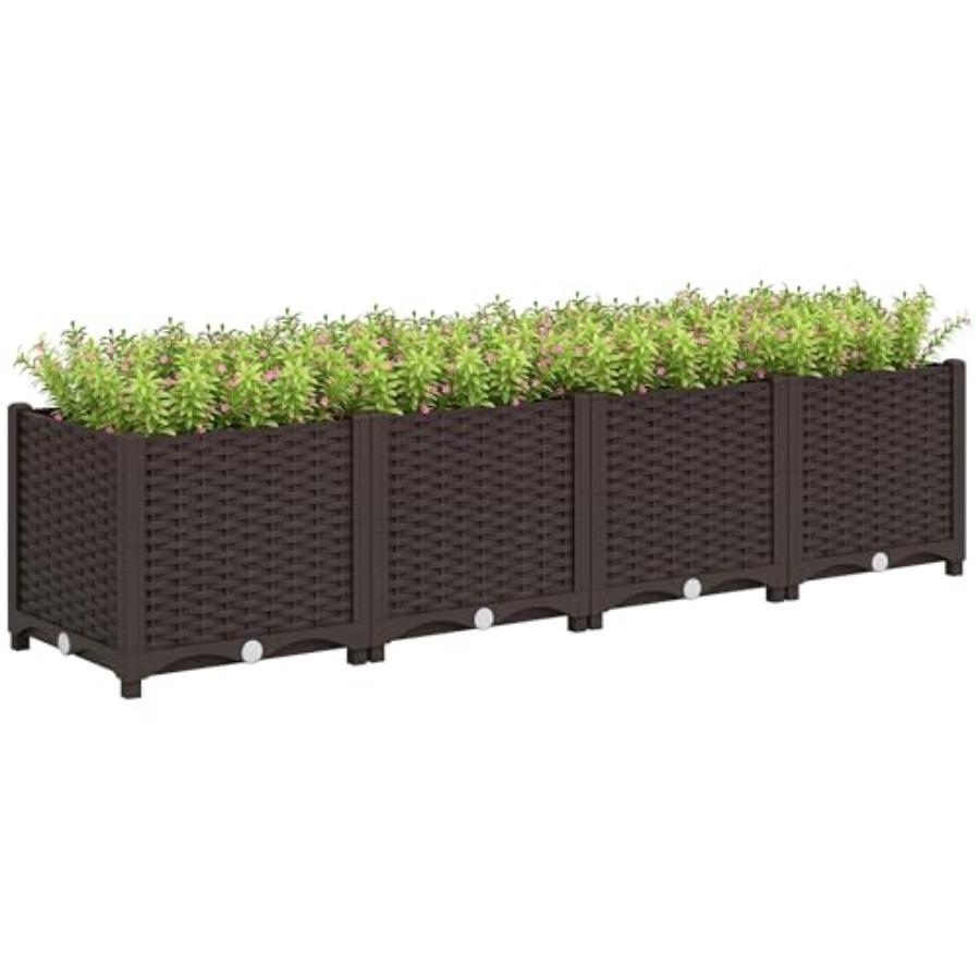 

5 x 1 x 1 ft Raised Garden Bed Indoor Outdoor Plastic Planter Box with Drainage Holes Drain Plugs and Water Reservoirs for Vege United States