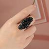 925 Sterling Silver big ring Natural Blk spinel elegant and noble for women's anniversary & banquet & engagement gift