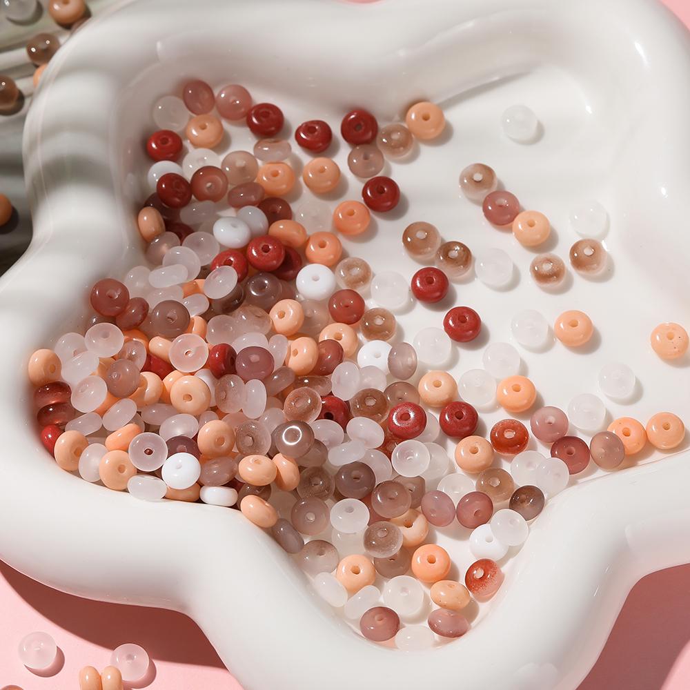 100pcs/lot Glass Imitation Jade Beads Flat Round Spacer Beads Mixed Bead for DIY Necklaces Bracelets Jewelry Making Accessories