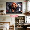 Majestic Lion Tiger Black Panther Jungle Flowers Tapestry Wall Hanging For Living Room Bedroom Decor Wild Animal Art Print Home