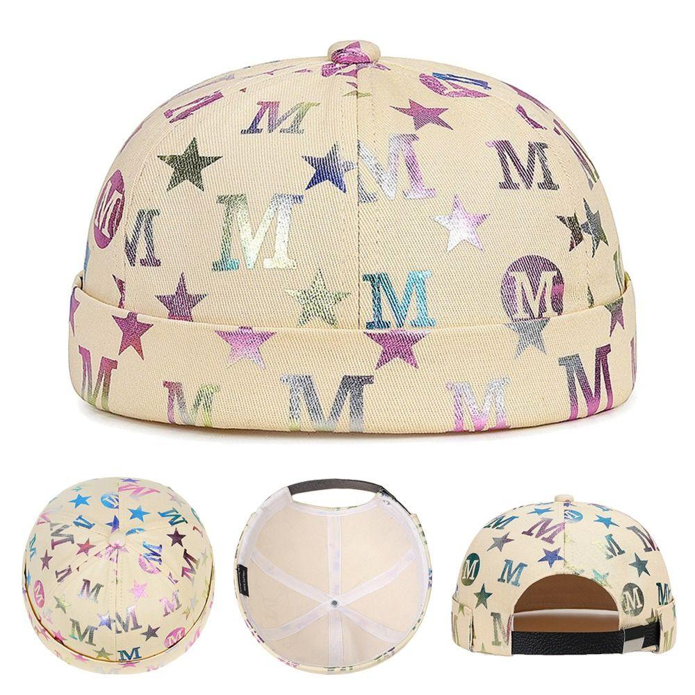 Fashion Hip Hop Beanie Street Hat Cotton Adjustable Skullcap Solid Color Stained Star Melon Beanie Cap Outdoor