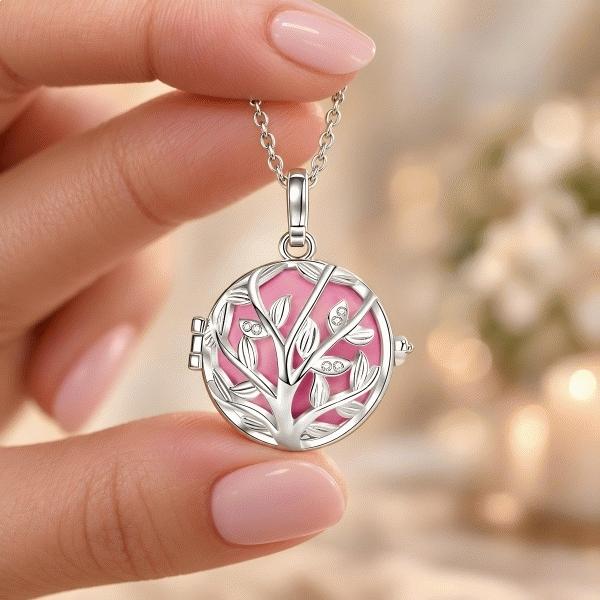 Schwangerschaft Bola Halskette Käfig Lebensbaum rosa Strass