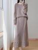 2025 Winter One-Shoulder Wool Sweater: Women's Loose Hollow Crochet Top & Gentle Style Two-Piece Set