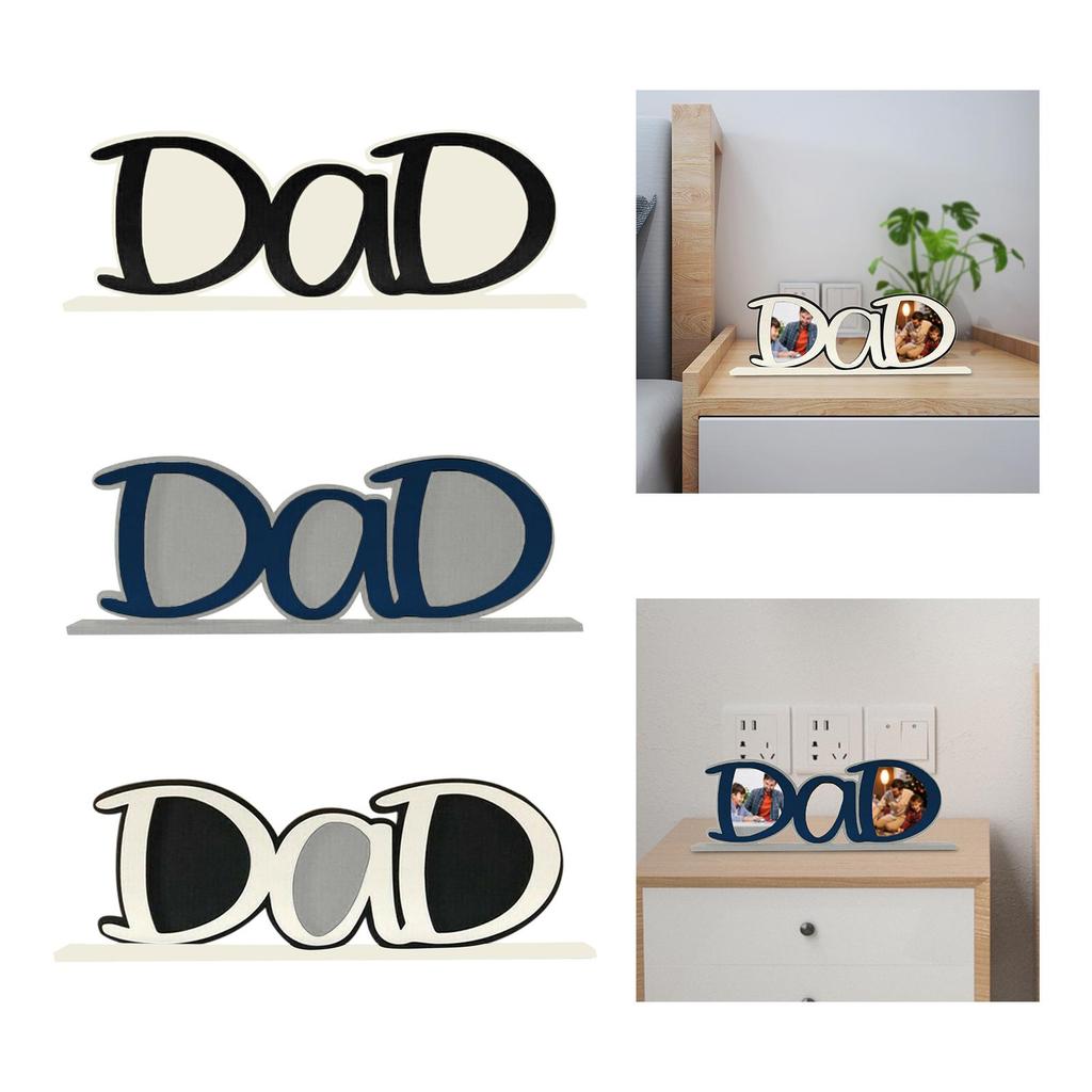 Dad Letter Photo Frame Desktop Decorative Art Craft Free Standing Frame for