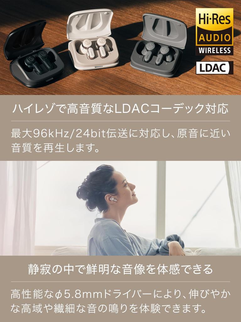 Wireless Noise Up To 20 Hours of Enhanced Call Low Latency LDAC IPX4 Water Fast Qi Wireless White Audio-Technica ATH-TWX7 Earbuds, Bluetooth,