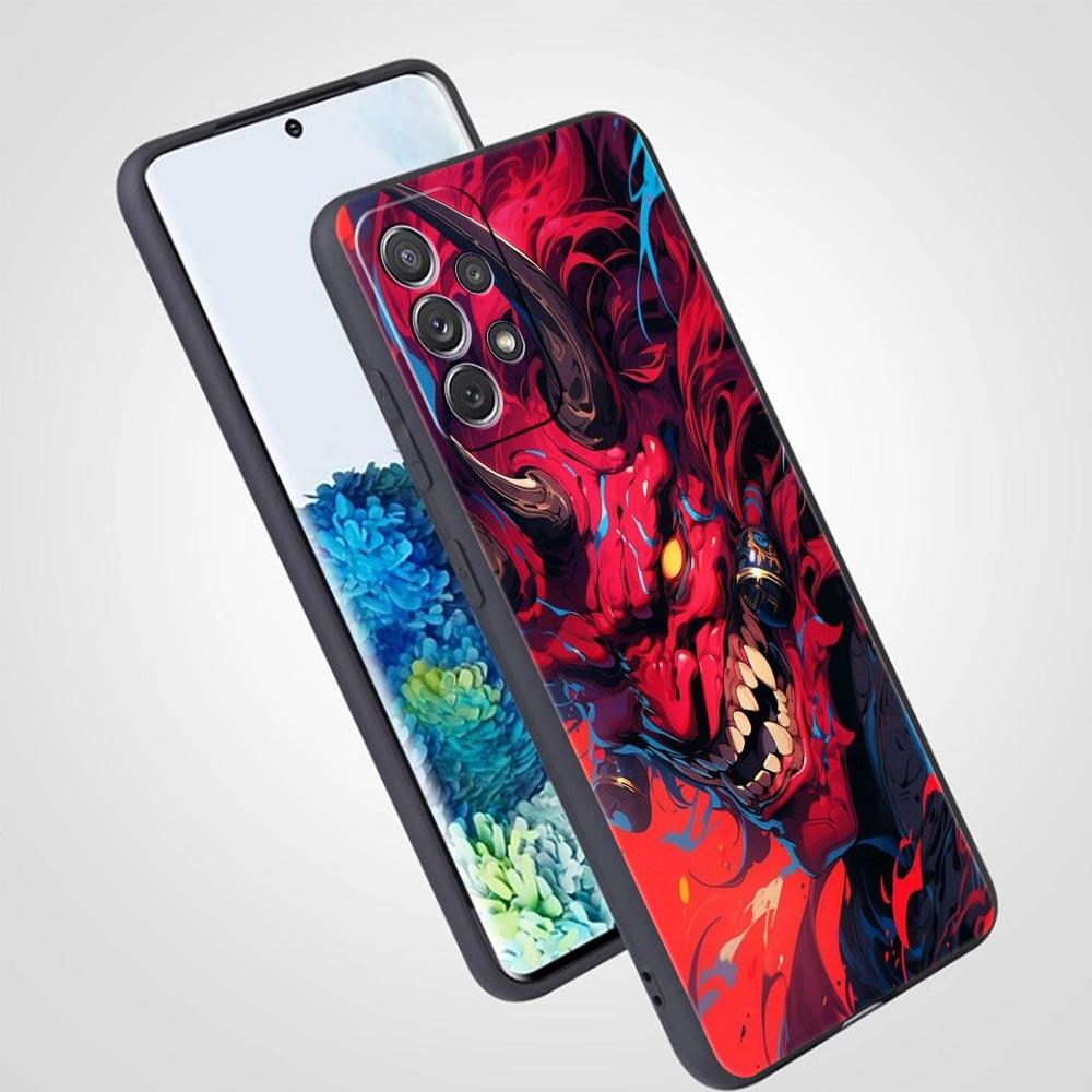 Japan Samurai Oni Mask Phone Case For Samsung Galaxy A17 A07 A55 A35 A25 A15 A05 A33 A31 A23 A21s A13 A41 A73 A53 A51 A71 Cover