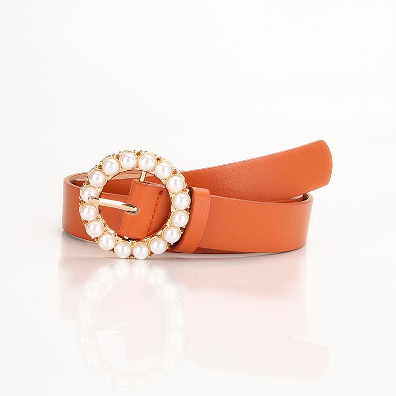 

Женский пояс с круглой пряжкой из разноцветного жемчуга — милый, универсальный декоративный аксессуар для платьев и джинсов верблюд
