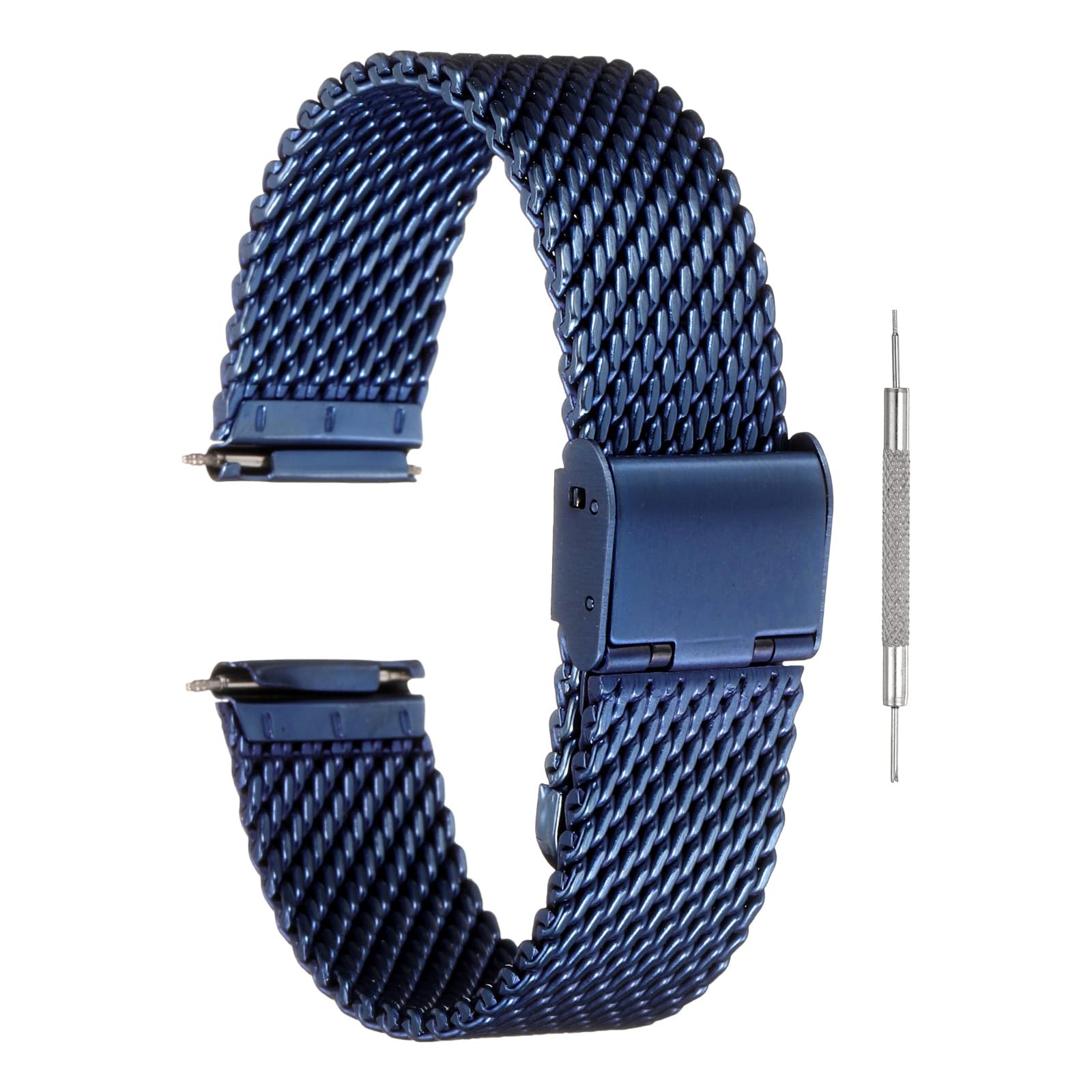 

[uxcell] 18mm Quick-Release Metal Replacement Watch Band, Stainless Steel Mesh Watch Band, for Men and Women, Blue