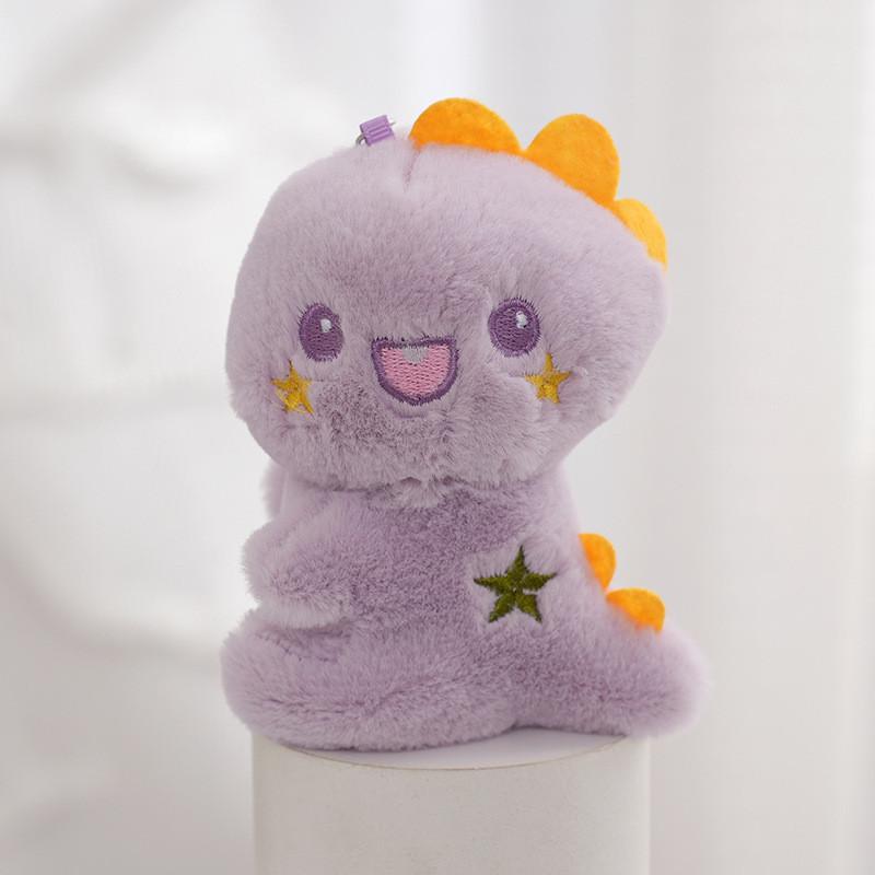 Charming Cartoon Dinosaur Plush Keychain With Jade Rabbit Fur Material фиолетовый