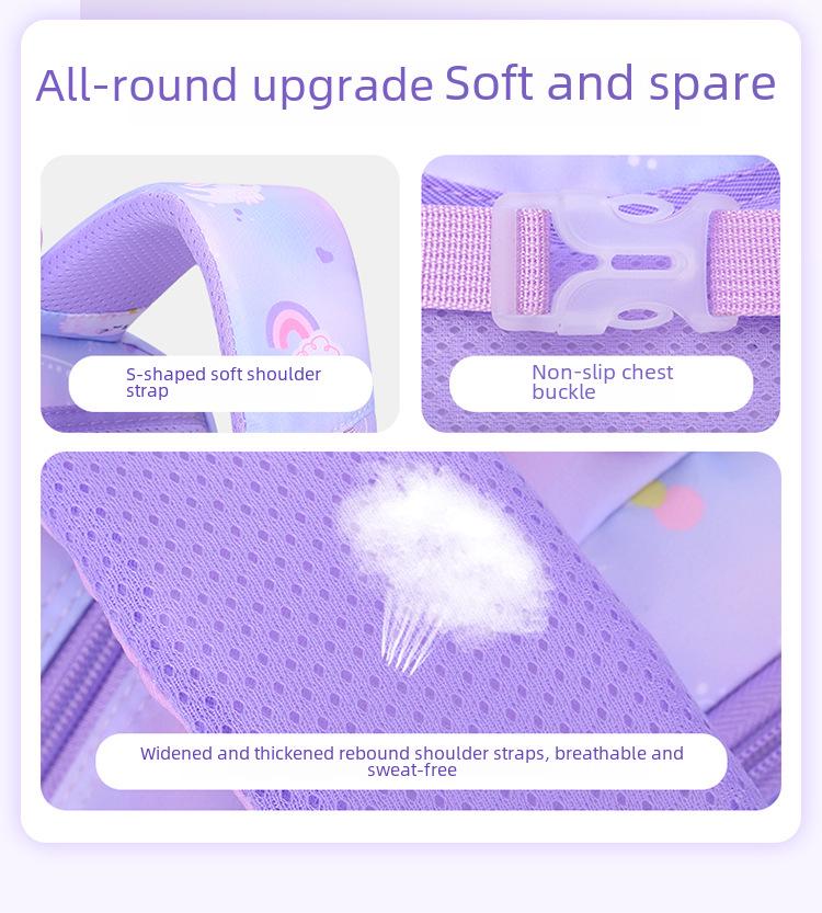 Gradient Cartoon Backpack for Girls, Lightweight, Grades 1-6