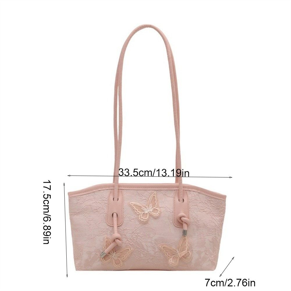 Korean Style Butterfly Tote Bag Commute Pu Leather Handbag Casual Shoulder Bag Outdoor
