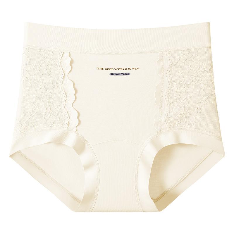 Female Spring and Autumn Light Luxury Sexy Lace Splicing Jacquard Cotton Crotch Lift Hip Belly High Waist Triangle Briefs Einson