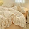 Gentle Small Floral Four Piece Set Aerobic Knitted Cotton Bed Sheet Lace Double-layer Yarn Duvet Cover Washed Cotton Bed Sheet