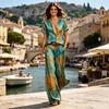 2-teilige Sets für Damen, Lässiges kurzärmeliges Hemd mit Knöpfen und Wide-Leg-Hosen-Kombinationen, Sommerliche bedruckte Urlaubs-Outfits