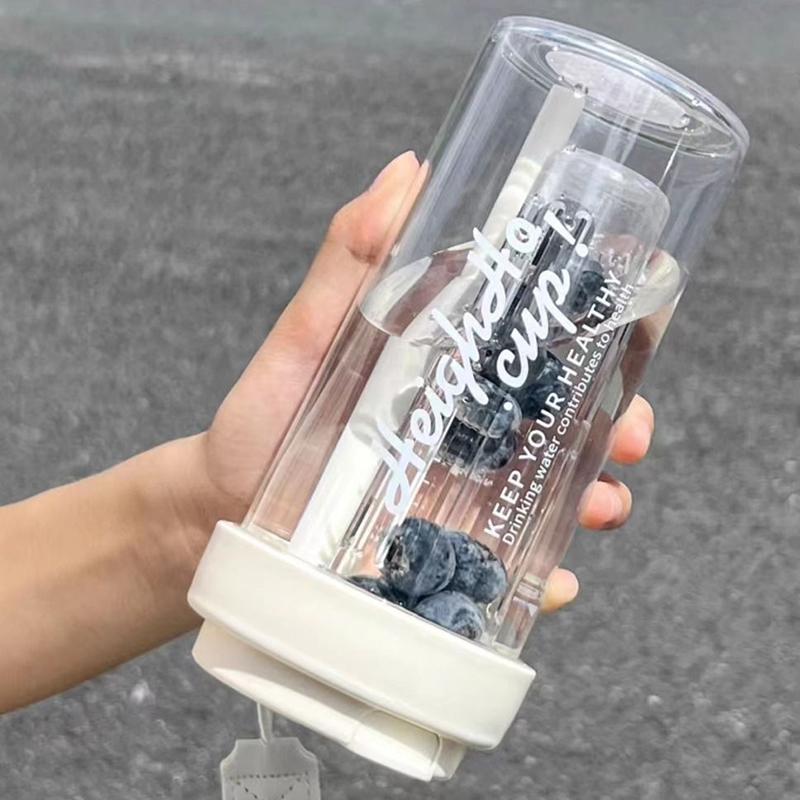 600Ml Water Cup Handy Cup Sports Water Bottle Food Grade Material Tea Partition Water Cup Female Straw Cup Summer Portable