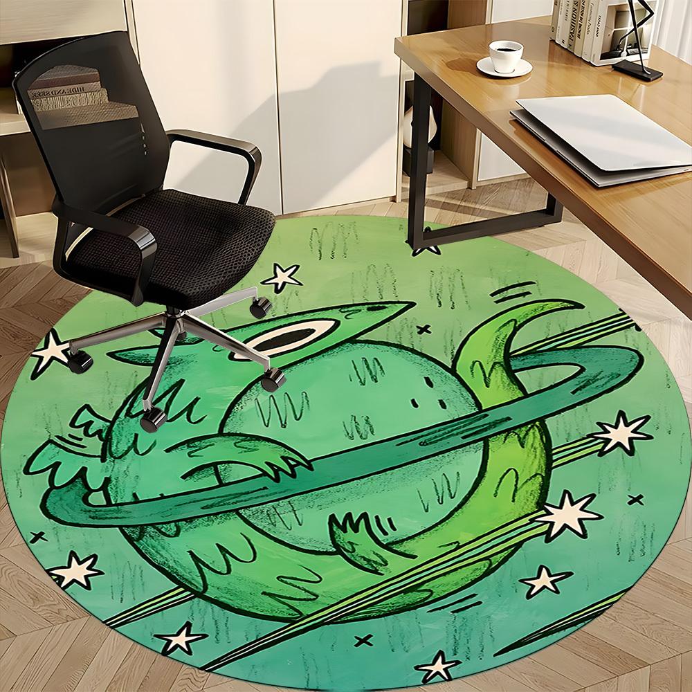 1pc Space Creature Office Round Area Rug,  Mat Suitable For Office, Under Office Chairs Bedroom Living Room Home Decor, Room Deco
