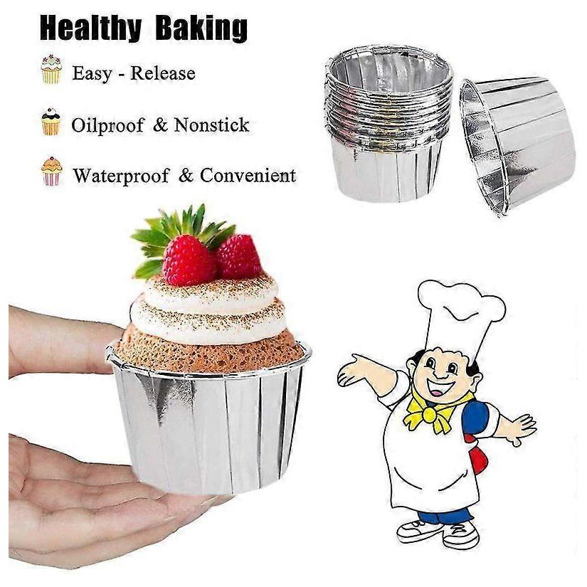 50 Pieces Aluminum Foil Baking Molds, Cupcake Boxes, Mini Cupcake Mold
