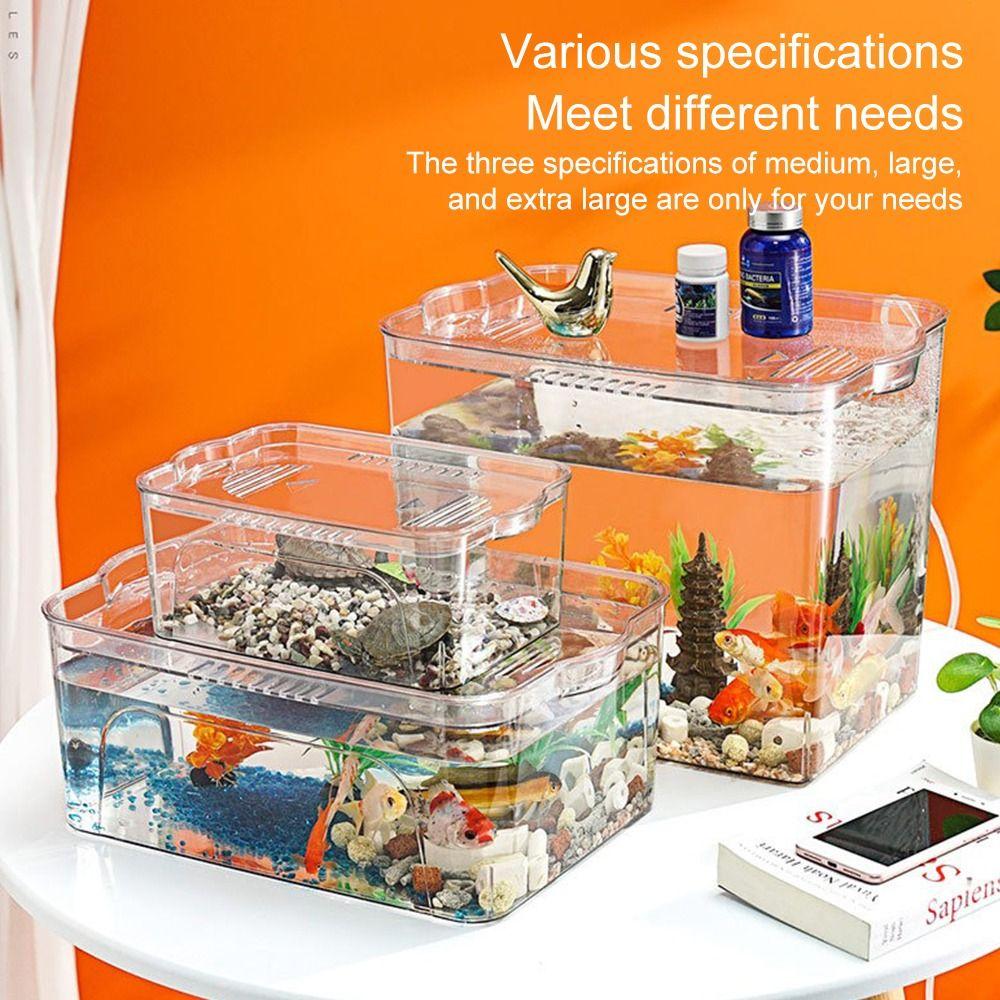 High Quality Transparent Fish Tank Square Plastic Goldfish Tank With Lid Aquariums Table Decoration