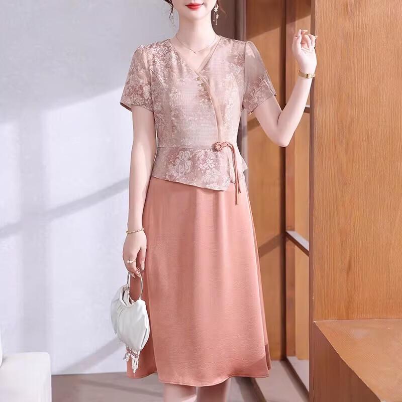 Xuexi Mom s Elegant Chiffon Summer Dress L