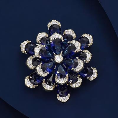 Luxe en elegante bloemenbroche, exclusieve retro kristallen damesbroche, broche met een uniek design.