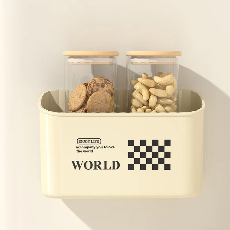 1 Stück Magnetischer Kühlschrank Seitenwand Hängeaufbewahrungsbox, Geeignet für Küchenordnung und Gewürzaufbewahrung, Cremefarben Tee