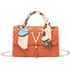 2023 Women's Versatile Crossbody Single Shoulder Bag with Diamond Lattice and Silk Scarf
