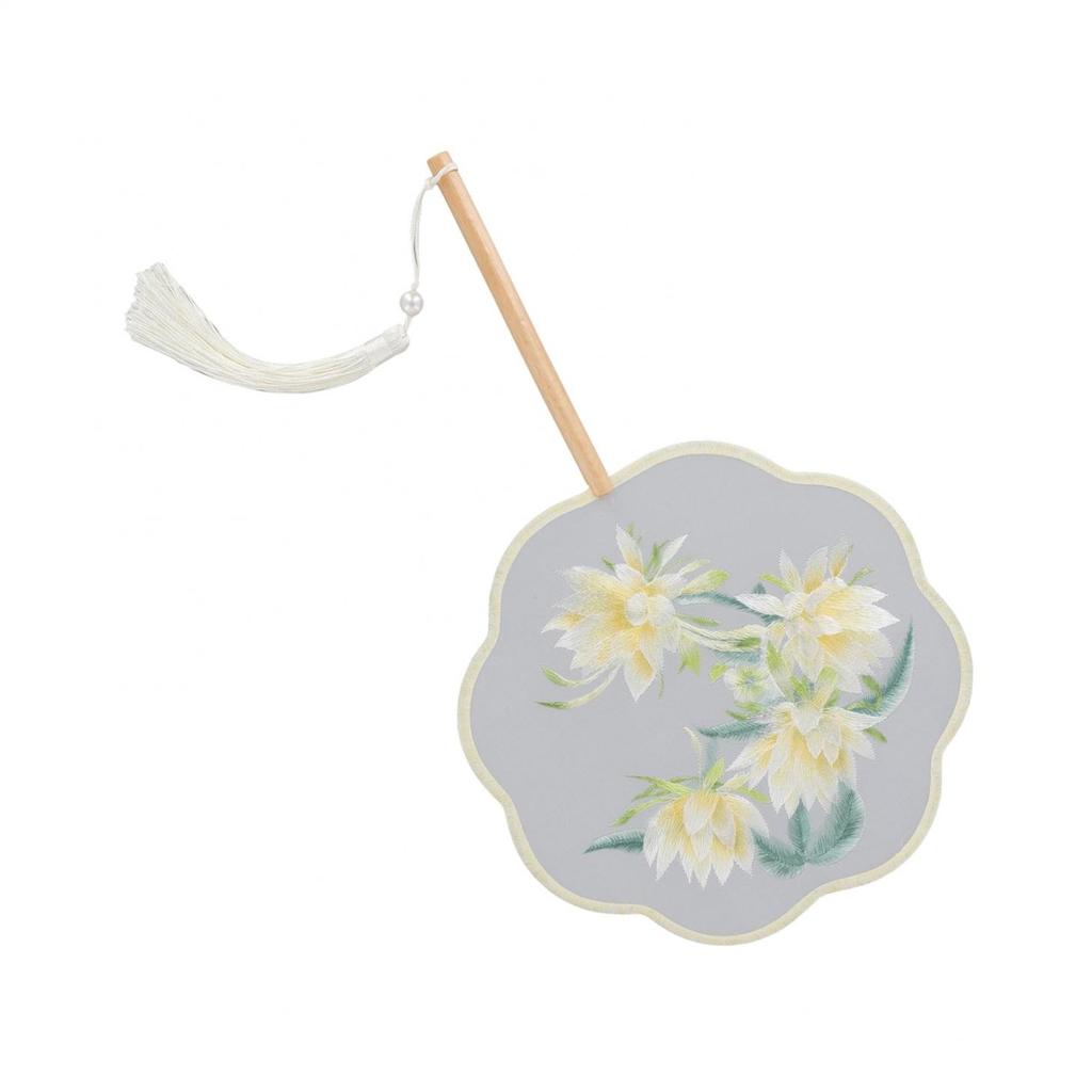 Doppelseitiger bestickter runder Fächer Antiker Stil Suzhou-Stickerei Hanfu-Fächer