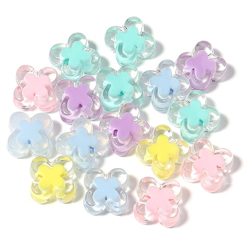 50pcs/lot Colored Acrylic Round Beads Loose Spacer Star Flower Pumpkin Bead For Girls DIY Charm Jewelry Making Bracelet Necklace