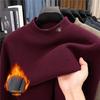 Men's Winter 2025 Thick Velvet Knit Sweater - Half-High Collar, Pure Color, for Mid-Aged & Young