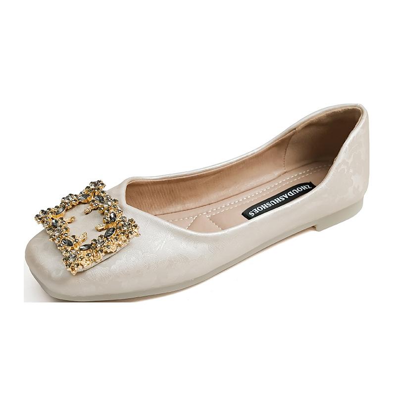 Flat-bottomed French Single Shoes Women's 2025 New Xiaoxiangfeng Doudou Shoes Ladyshoes Large Size Women's Shoes 41-43 Wide Fat Feet