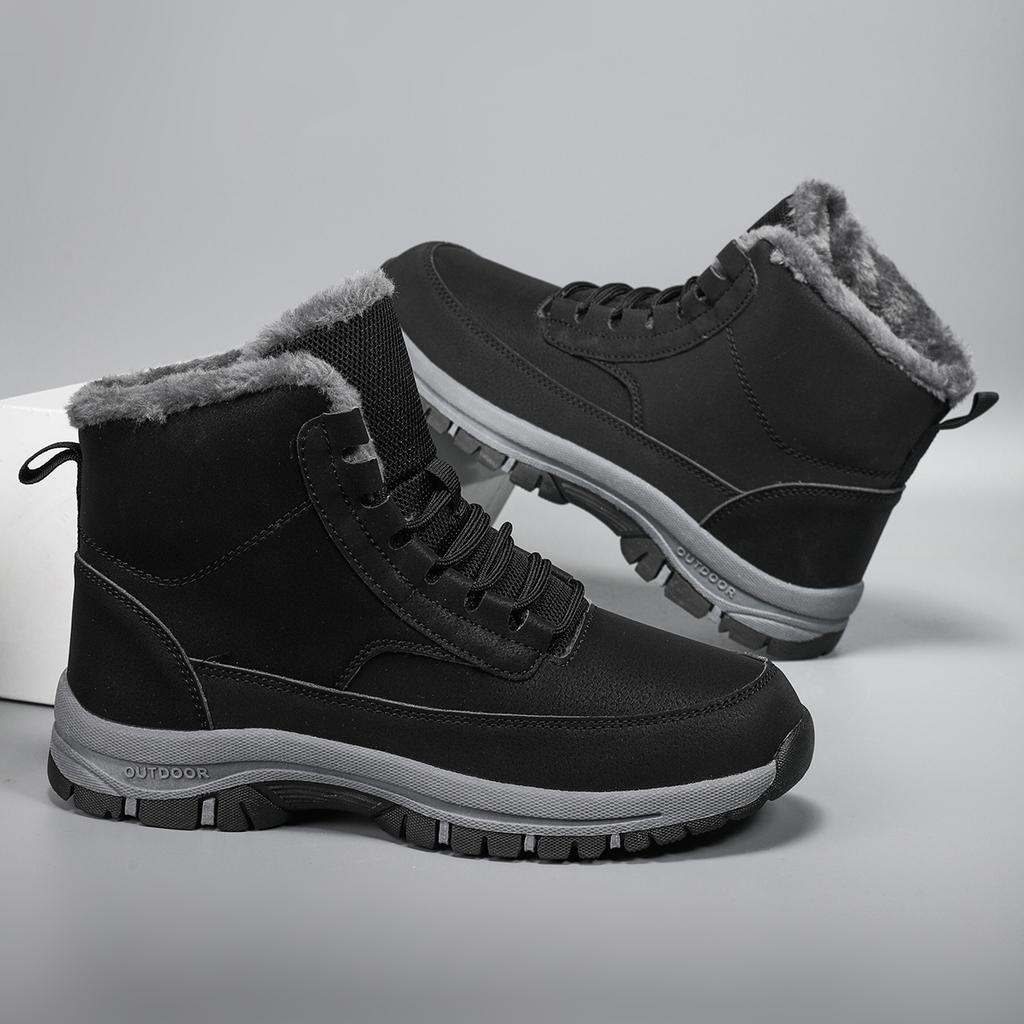 Fashion Winter Warm Snow Boots Outdoor Waterproof Plus Velvet Hiking Shoes for Men Fur Cold High Top Hombre Male Cotton Shoes