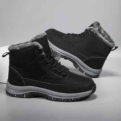 Fashion Winter Warm Snow Boots Outdoor Waterproof Plus Velvet Hiking Shoes for Men Fur Cold High Top Hombre Male Cotton Shoes